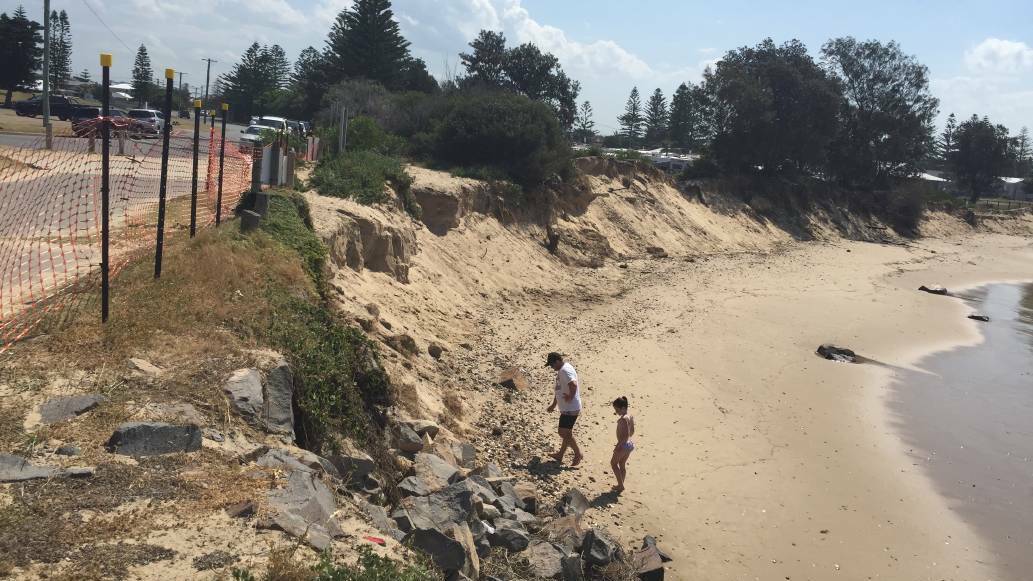 ACCESS DENIED: Beach access near the Stockton breakwater has been a no go zone since an east coast low in July last year stripped sand from the beach.