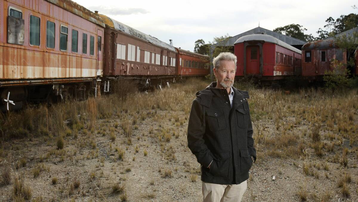 Mr Richards on the site with part of the heritage train collection in 2011.