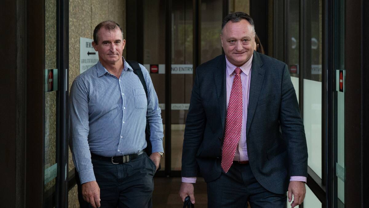 LITTLE CONTROL: Harvest Homes directors Dean Turner, left, and Steve Taylor after giving evidence at a public examination into the collapse of the Newcastle builder in the Federal Court in Sydney on Tuesday. Picture: Marina Neil