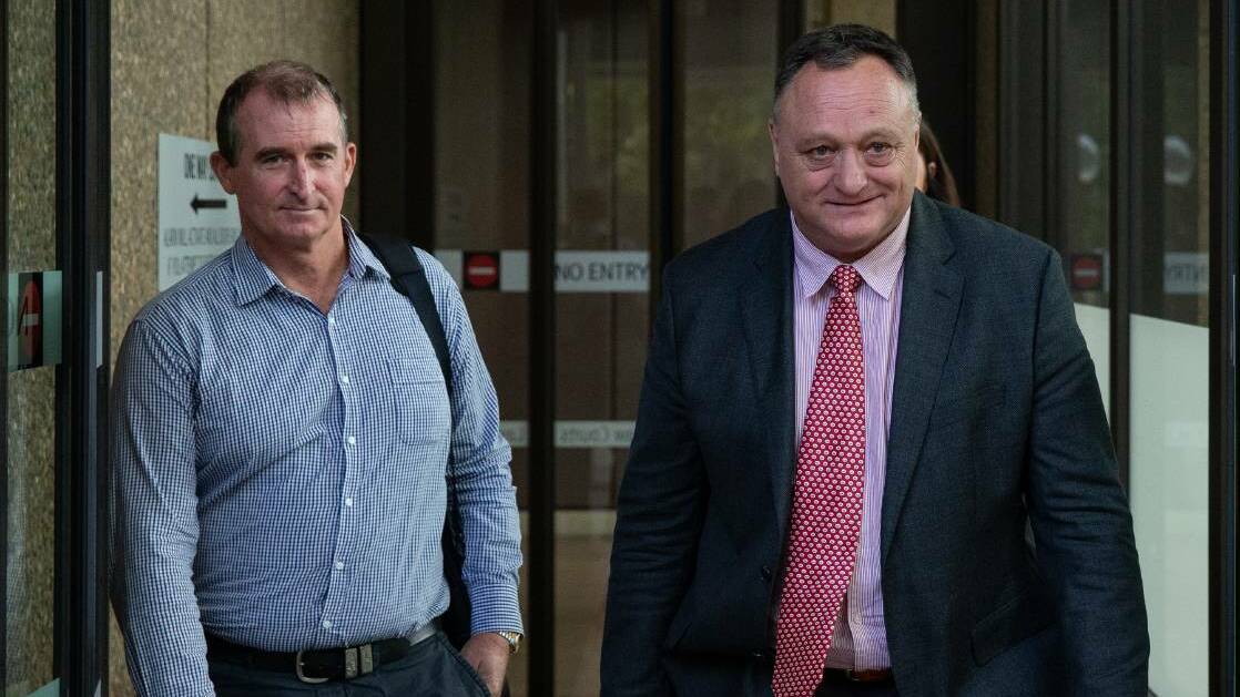 Harvest Homes directors Dean Turner, left, and Steve Taylor leaving the Federal Court after giving evidence earlier this month.