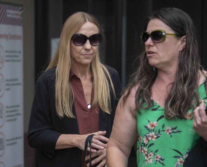 Rachel Penno, left, leaves Cairns Coroners Court on Tuesday. Picture: Brian Cassey