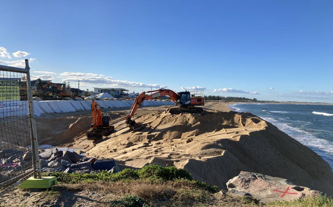 WORKS: City of Newcastle began works this week to place 1100 rock bags on the Stockton foreshore near the corner of Mitchell and Stone streets in an effort to stop erosion wiping out roads and nearby homes.