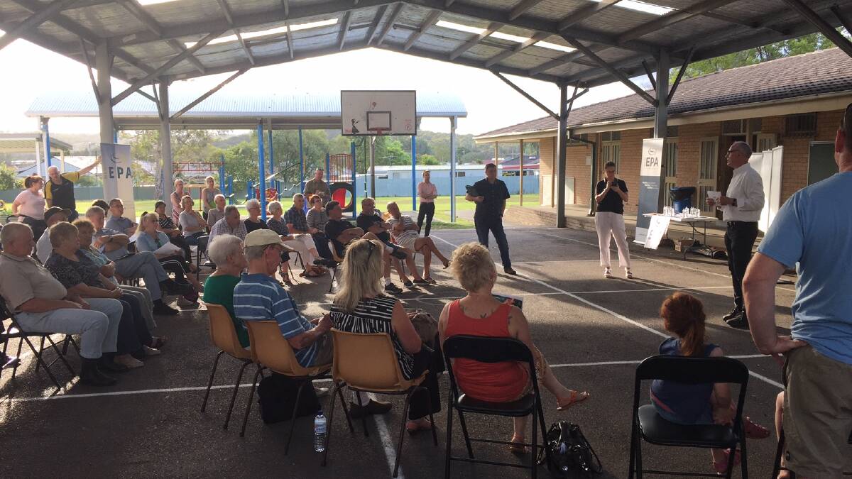 CONCERN: Lake Macquarie MP, Greg Piper, addressing a public meeting at Boolaroo Public School on Tuesday night. 