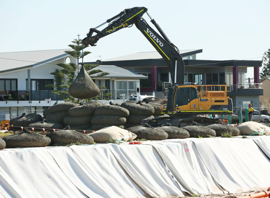 HARDY: About 1100 rock-filled bags will be placed on the foreshore to halt erosion. Picture: Simone De Peak