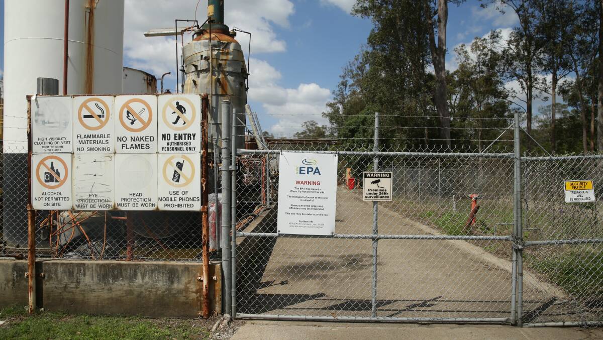 INVESTIGATION: EPA officers at Truegain's Rutherford site in 2017 after reports of a leak from the troubled plant. The company has a long history of environmental offending. Picture: Perry Duffin