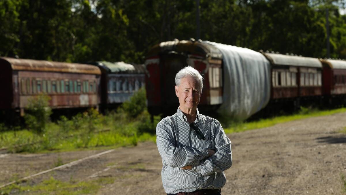 NOT BUDGING: Chris Richards is refusing to move the Hunter Valley Railway Trust's heritage train collection from Huntlee land at North Rothbury. 