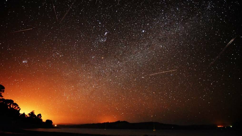 Meteor shower over Tamar River. Picture: Scott Gelston