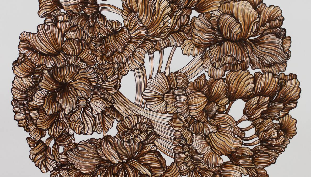 DECORATIVE: Vanessa Lewis' a floral mandala, detail, on show at Curve Gallery.