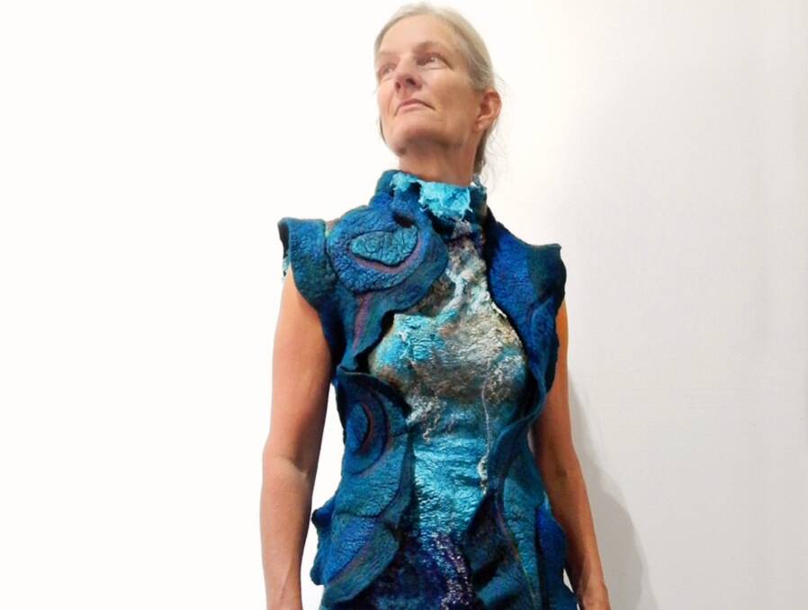FLEXIBILITY: Katia Mokeyeva's sea-inspired felt robe at Timeless Textiles.