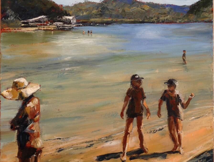 FIGURES: Detail from Libby Cusick's Patonga Beach, a work at Nanshe Gallery.