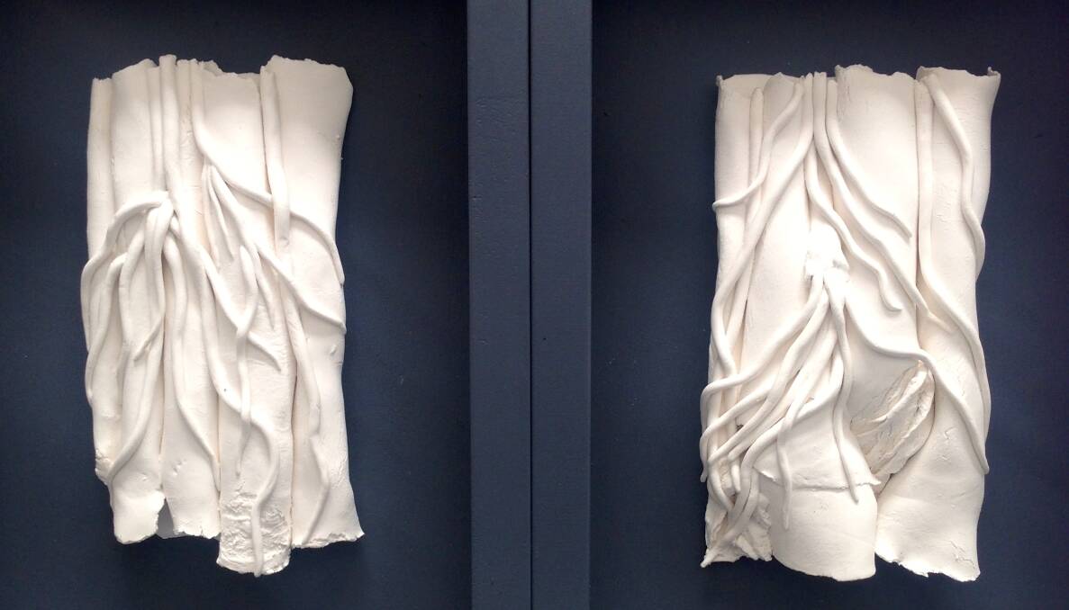 SURREAL: Sandra Burgess' Figscape I & II made of white porcelain.