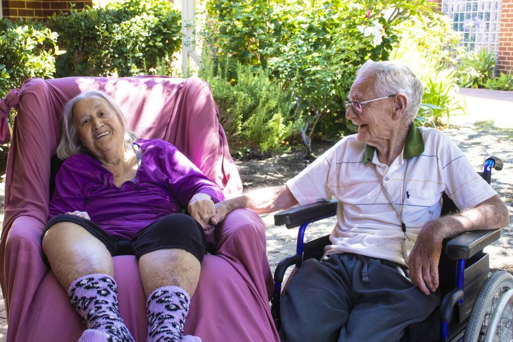 CONNECTED: Married 63 years, Colleen and Ted - dubbed "Romeo and Juliet" by staff at Amana Living's Lady McCusker Home in Duncraig where they live, are happy they are now together in aged care. 
