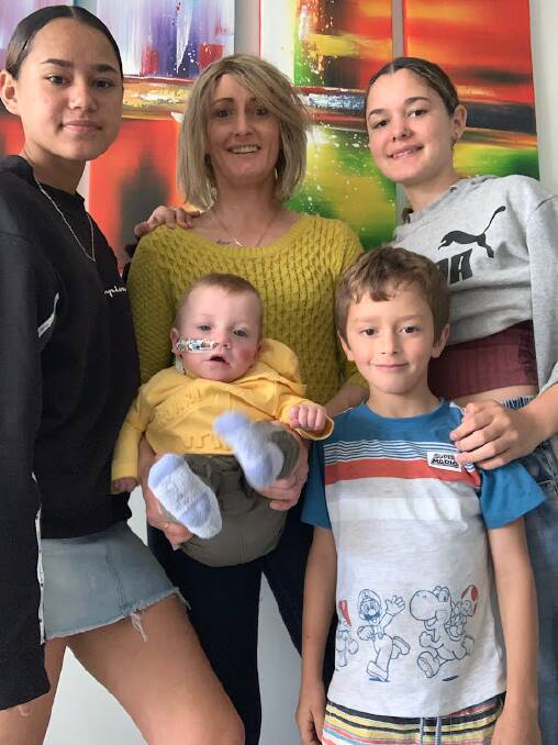 FAMILY: Tammin Wana, 14, Kirsty Biggers, Allira Wana, 14, Oakly Bain and Jai Timms, 8. Her 19-year-old daughter Chloe is not pictured. Picture: Supplied.