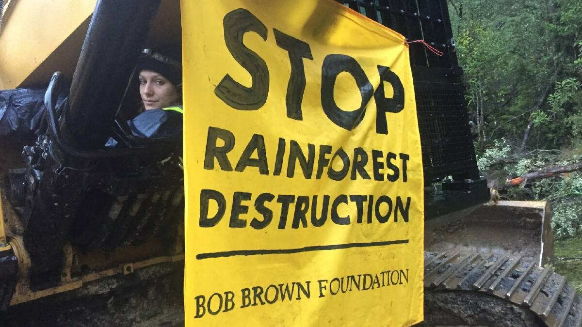 A protester against MMG's proposed mine tailings dam on the West Coast. Picture: Bob Brown Foundation.