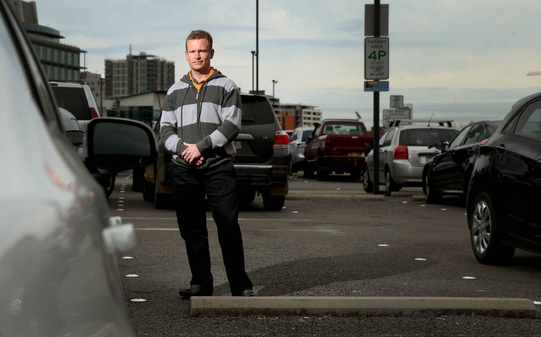 Space for improvement: Heath Raftery at Lee Wharf carpark, where his startup is trialling a  parking app. Picture: Marina Neil.   