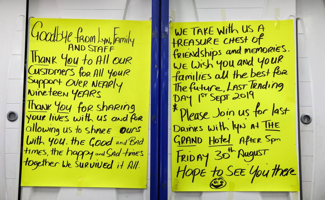 Friendships made: The note for customers at Lyn Lowe's Newcastle CBD Newsagency. Picture: Marina Neil 