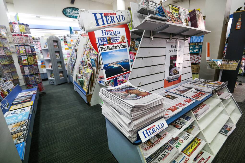 Newspaper trade: Lyn Lowe is closing the Hunter Street, Newcastle CBD Newsagency on the September 1. Picture: Marina Neil