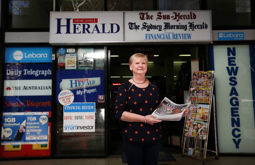 Last days of business: Lyn Lowe is closing the Hunter Street, Newcastle CBD Newsagency on September 1. Picture: Marina Neil