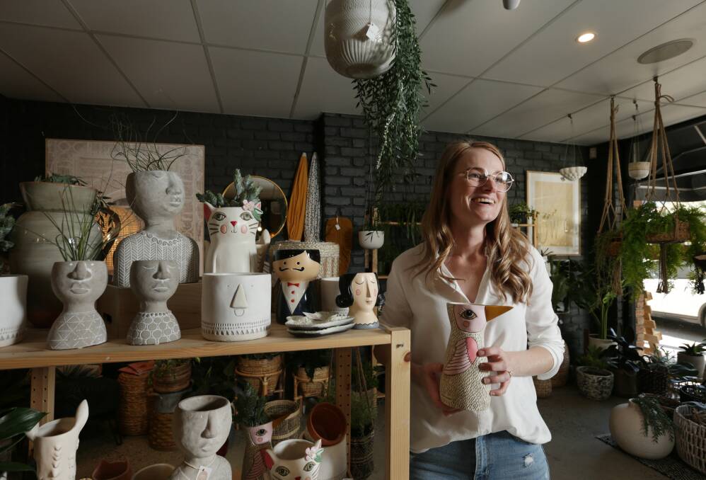 From hair to interiors: Willows Home Traders owner Lauren McLellan in her Darby Street store. Picture by Simone De Peak