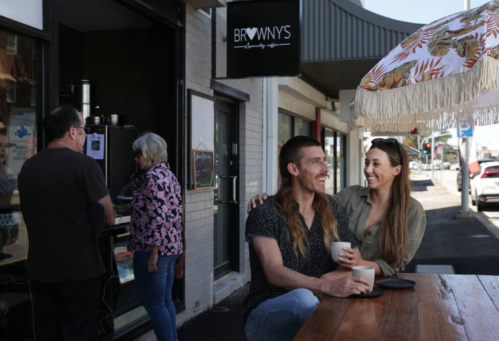 Fun and beans: Dan Brown with fiancee Nicola Black at their new coffee shop, Browny's, in Parry Street, Newcastle West. Picture: Simone De Peak.