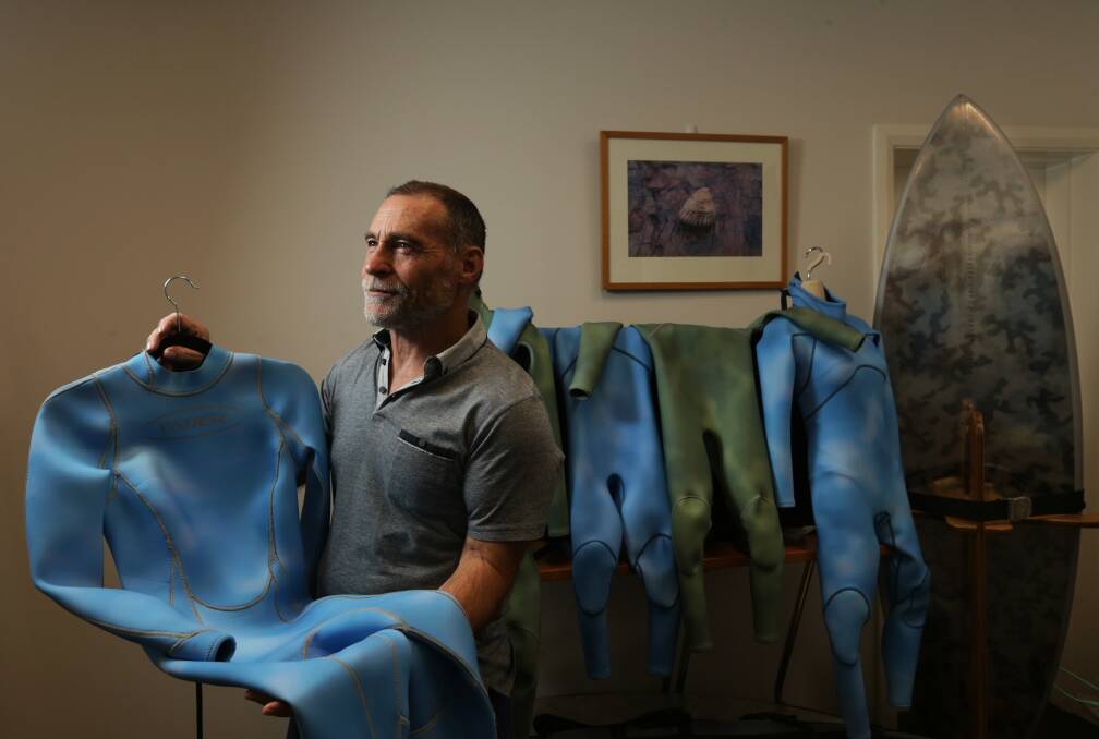 Ocean of potential: Sharkview founder and marine scientist Rob Carraro with one of his Fader wetsuits. Picture: Simone De Peak 