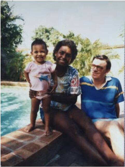 Miranda Tapsell as a child with her mother and father in Darwin. Picture: supplied