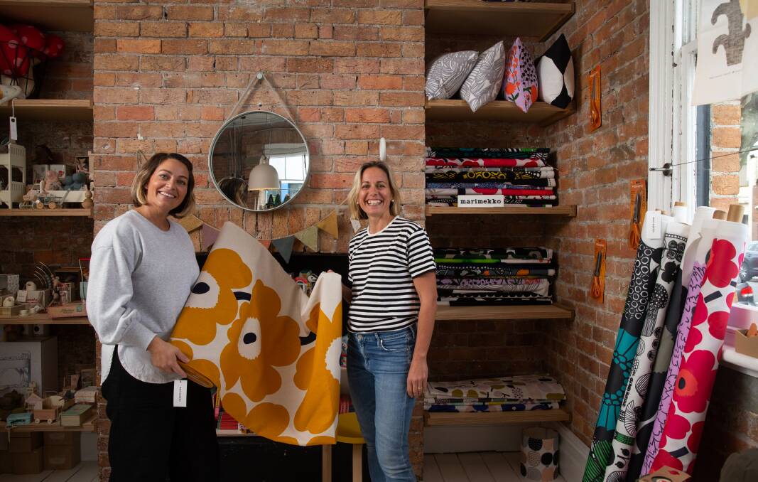 Fabric plus: Libby Helinski, right, with colleague Helene Moran in her store Pappa Sven, which has seen fabric sales lift as people have more time for crafty pursuits during Covid-19. Picture: Marina Neil 