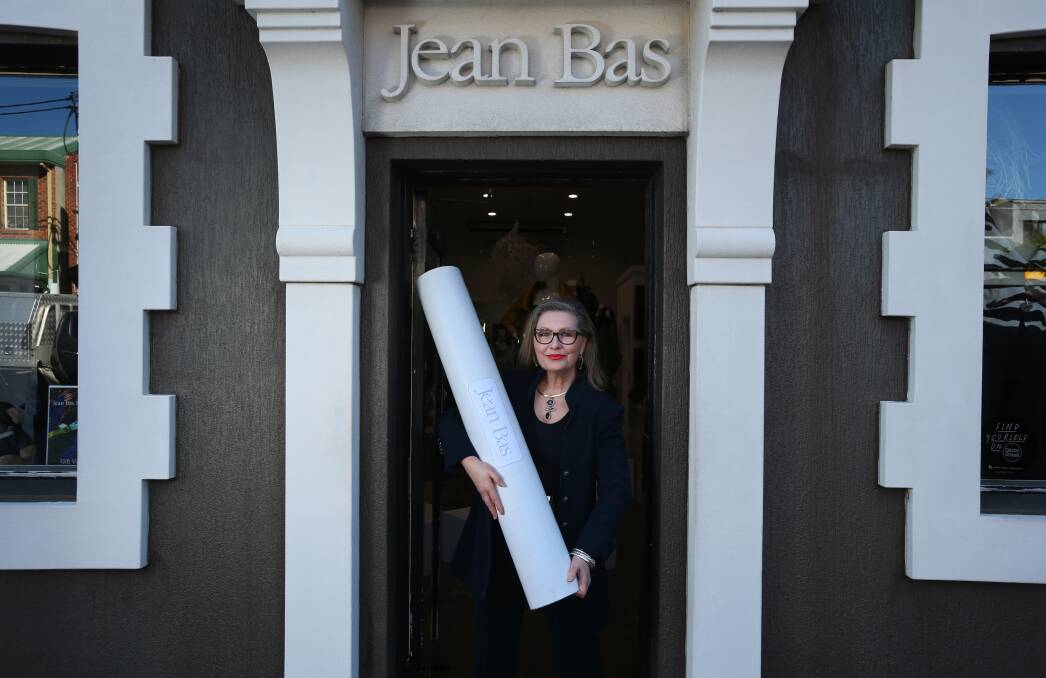 Fashion forward: Jean Bas at her atelier with one of her Design Lab kits, which enable clients to make their own garments. Picture: Simone De Peak 