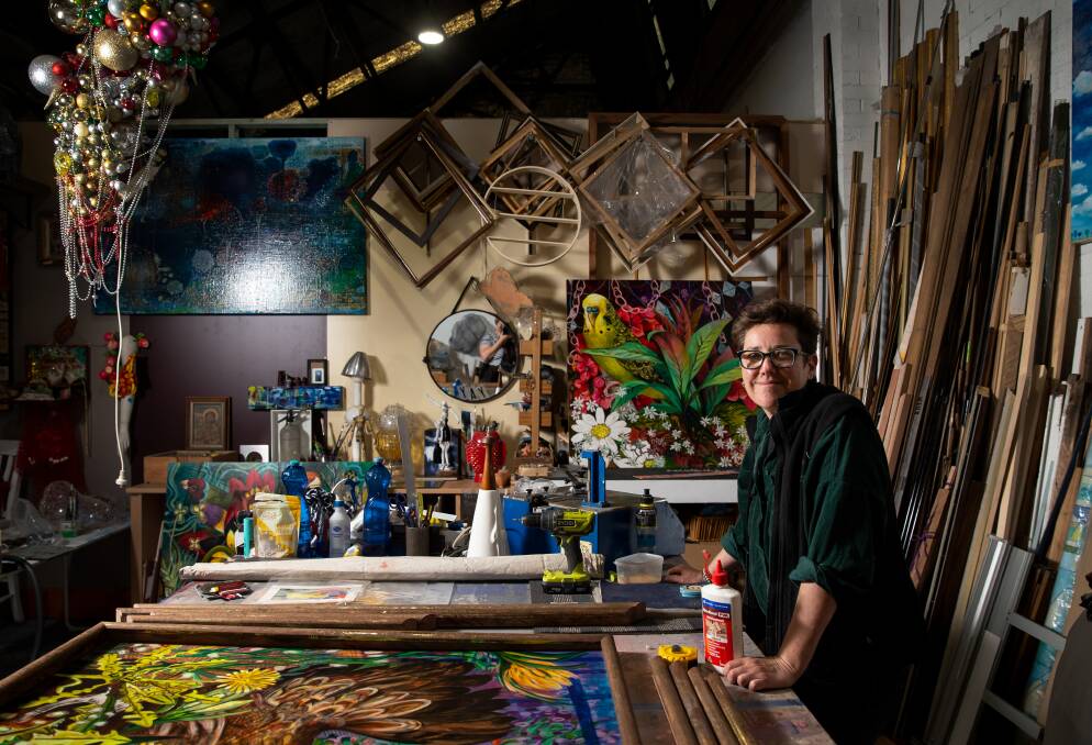 Work in progress: Artist and framer Lyndal Campbell at her new business The Mad Framer, in the Creator Incubator. Picture: Marina Neil