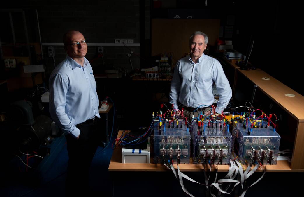 Cutting edge: Whiteley Corporation's Darran Leyden and Associate Professor James Welsh from the University of Newcastle. Picture: Marina Neil 