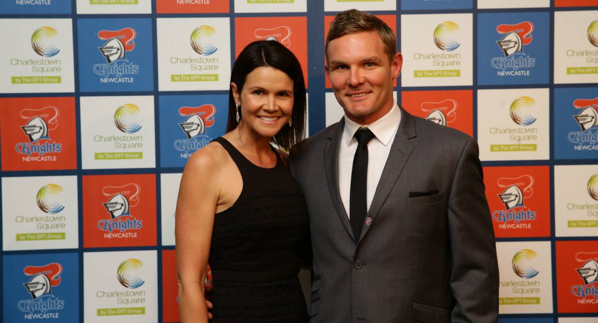 Todd Lowrie with wife Sally at the Knights presentation in 2016. Picture by Jonathan Carroll