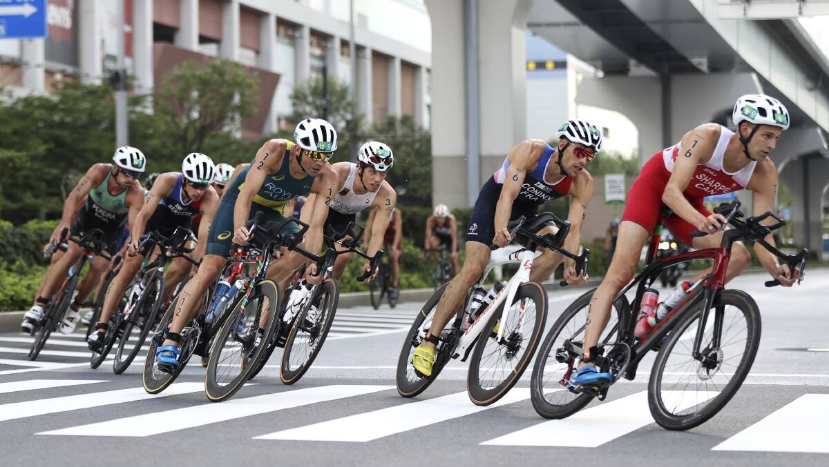RESET: Two-time Olympian Aaron Royle racing at the Games in Tokyo last week. Picture: AP/Cameron Spencer
