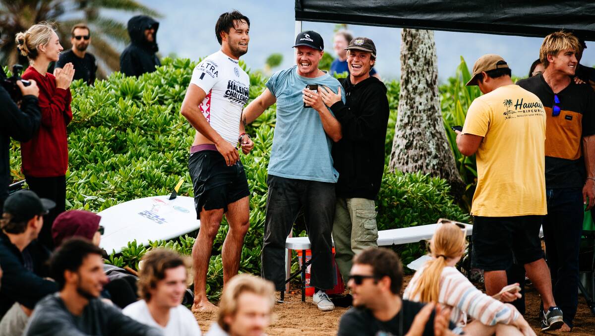 CELEBRATE: Jackson Baker in Hawaii on Monday (AEST). Picture: WSL media
