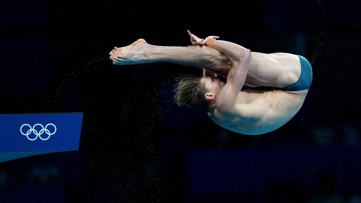 LEAP OF FAITH: Merewether diver Sam Fricker competing in the men's 10m platform at the Tokyo Olympics on Friday. Picture: AAP Image/Joe Giddens)