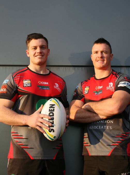 TRADITION: Third generation Newcastle Rugby League grand finalists Luke and Liam Higgins. Picture: Josh Callinan