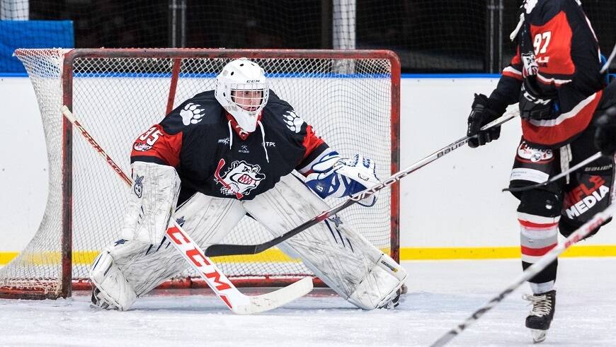 OVERSEAS: James Downie will be in goals for the Newcastle Northstars this weekend and next before heading back to the US. Picture: Australian Ice Hockey League/Peter Podlaha