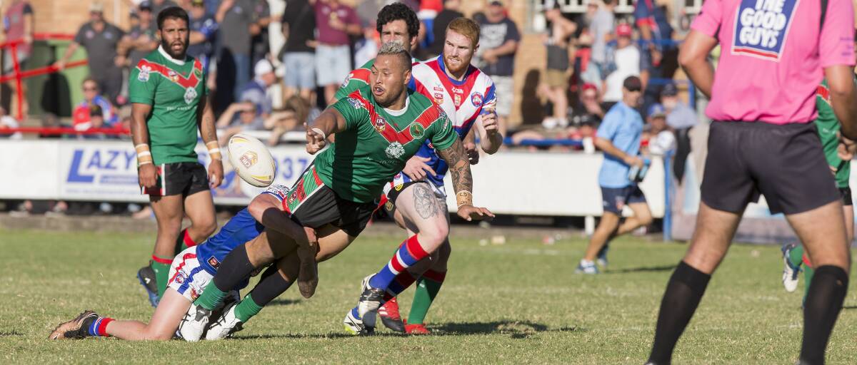 INTERNATIONAL: West Newcastle forward Uti Baker, playing for the Rosellas against Kurri last weekend, will represent Cook Islands in a Test match against Paua New Guine at Campbelltown on Saturday. Picture: Trish Evenden