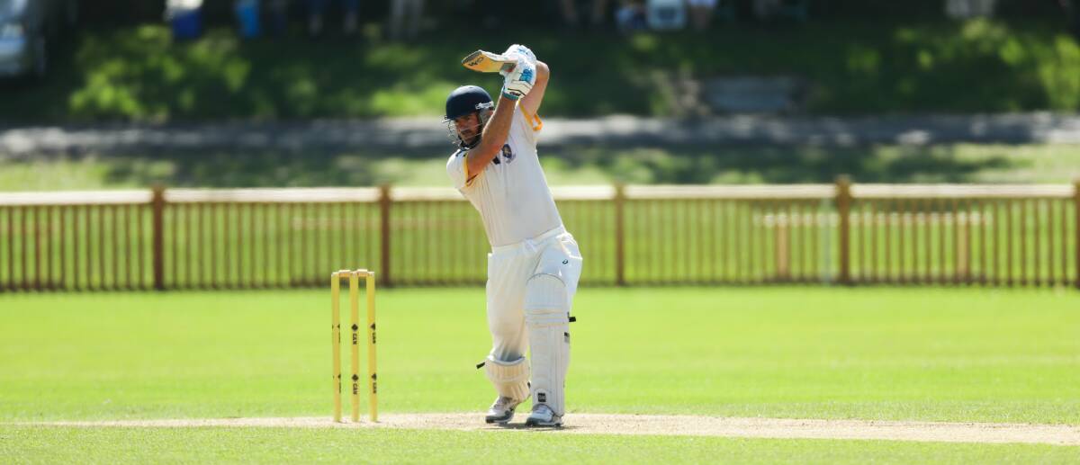Simon Moore batting for Merewether in the 2017-2018 grand final. Picture by Jonathan Carroll