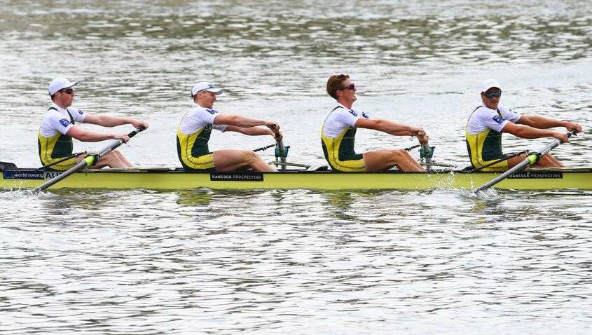 BACK: Spencer Turrin (second from left) has been selected for Tokyo. Picture: Rowing Australia