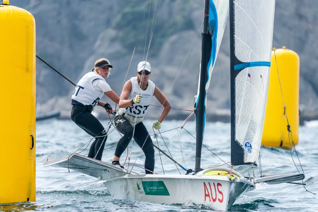 WAIT AND SEE: Lake Macquarie sailor Jaime Ryan (right), who had already been officially selected for the now postponed Games in Tokyo, with Australian teammate Tess Lloyd. Picture: Sailing Australia