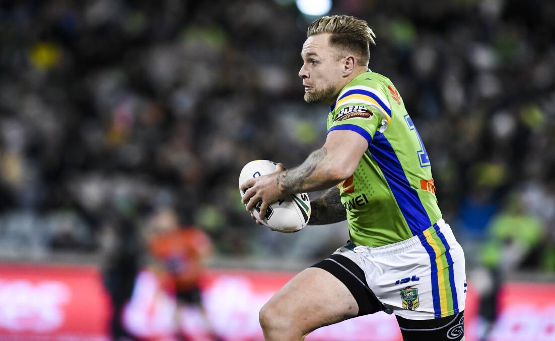 The Entrance recruit Blake Austin playing NRL for the Canberra Raiders in 2018. Picture by Dion Georgopoulos