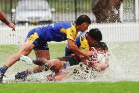 Seagulls and Rosellas finished 12-all at a water-logged Cahill Oval on Saturday. Picture by Peter Lorimer
