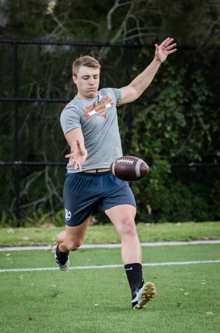 KICK START: Aussie rules player turned American football punter Isaac Pearson has signed with the Texas Longhorns. Picture: Dave Balcomb