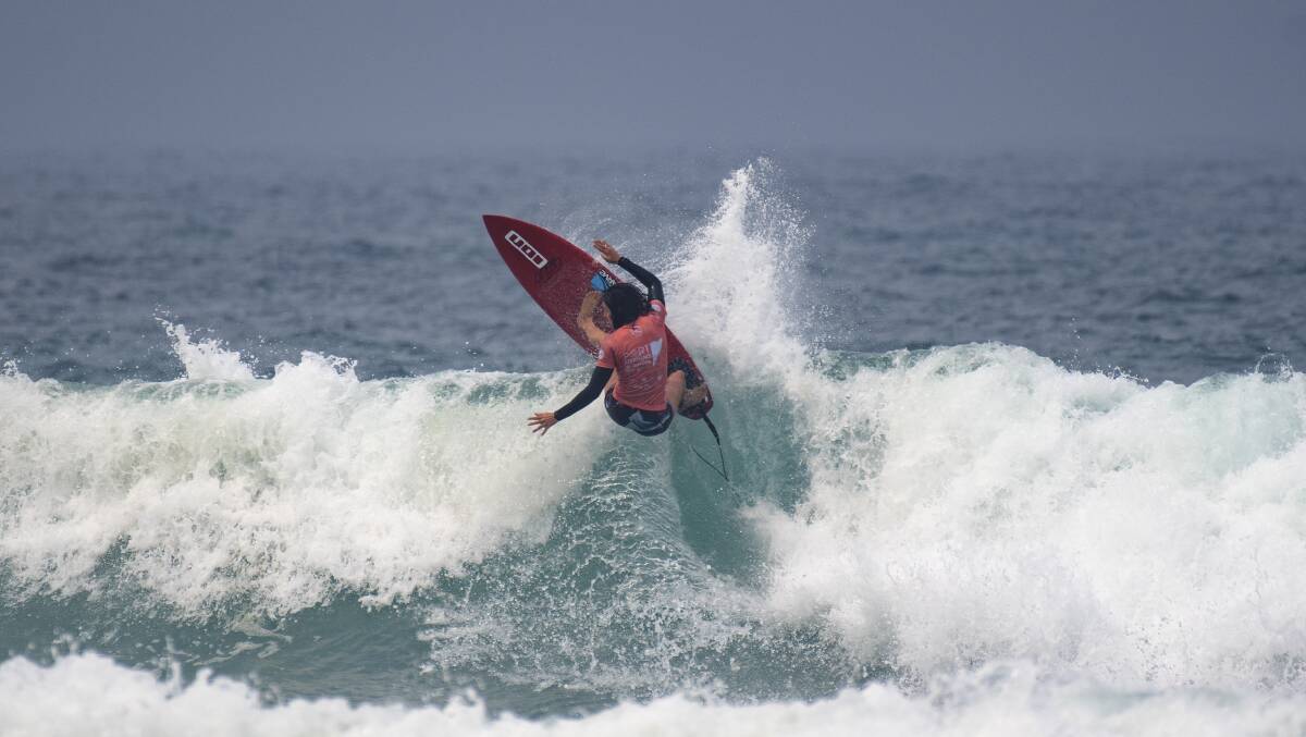 CARVE: Merewether's Philippa Anderson in action during the Port Stephens Pro at Birubi Beach on the weekend. She was knocked out in the quarter finals. Picture: Ethan Smith/Surfing NSW