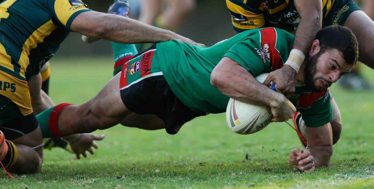 CEDARS: World Cup-bound James Elias scoring a try for Western Suburbs last month. Picture: Jonathan Carroll