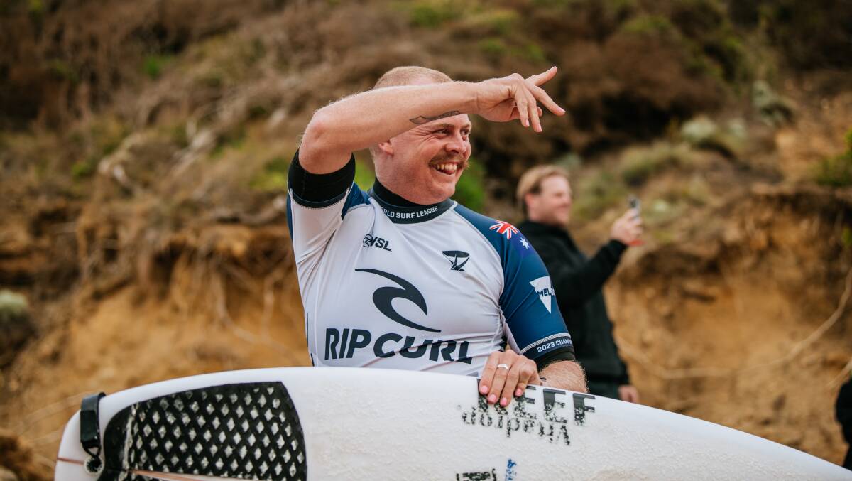 Merewether's Jackson Baker reached the quarter-finals at Bells on Tuesday. Picture World Surf League