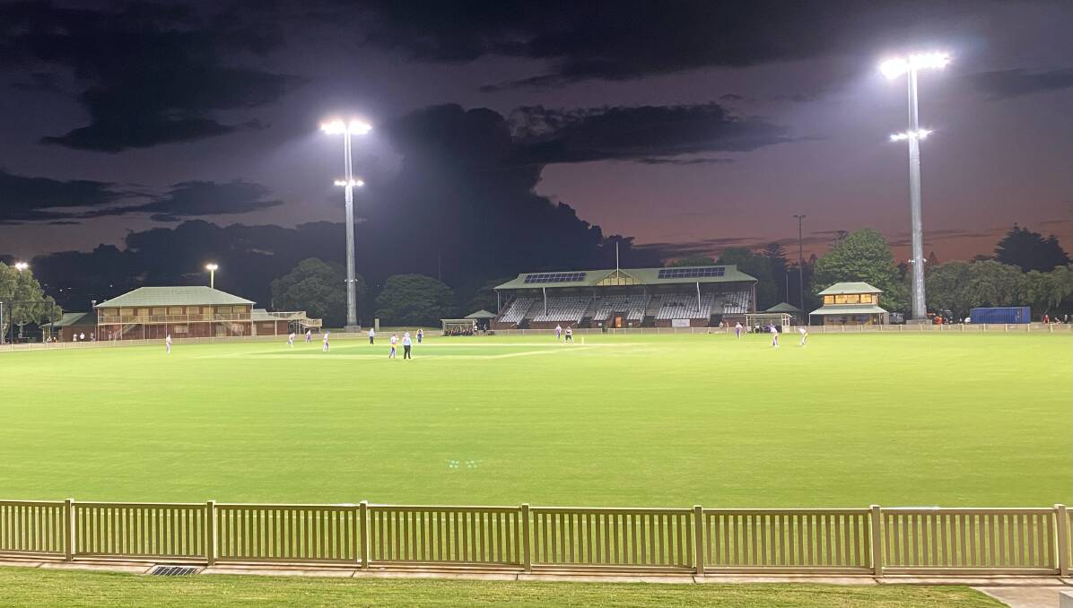 New lights at No.1 Sportsground in operation for Tuesday night's representative cricket fixture between Lake Mac Attack and Central Coast Rush. Picture supplied