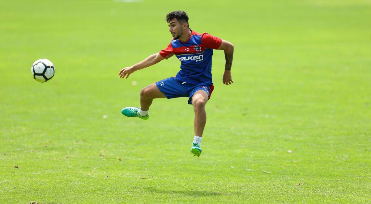 GONE: Mario Shabow training with the Newcastle Jets last season. Picture: Jonathan Carroll