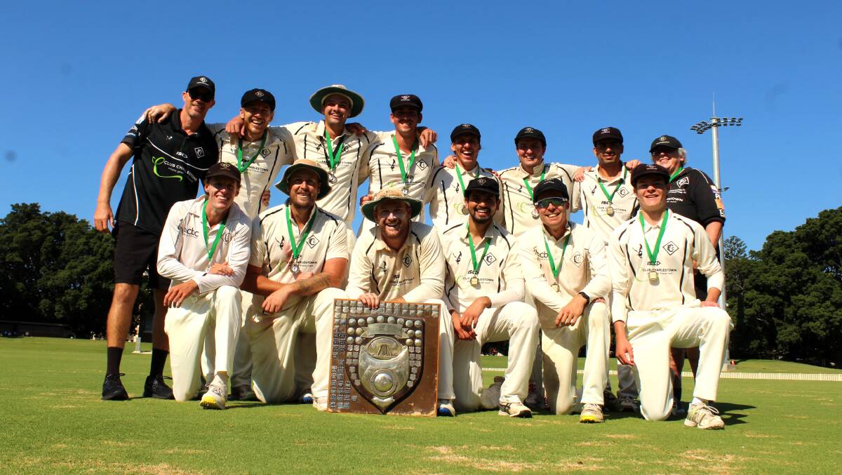 Charlestown with the NDCA premiership trophy at No.1 Sportsground on Sunday. Picture by Josh Callinan
