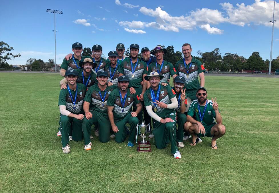 DOUBLE: Newcastle celebrate after retaining the NSW Country Championships title by defeating Riverina in Sunday's final at Goulburn. Picture: Country Cricket NSW